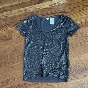 J. Crew Shimmering Charcoal Sequin Tee
